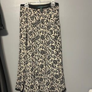 Lauren Ralph Lauren Black and Cream Floral Maxi Skirt